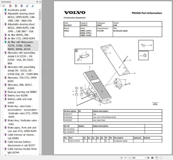 Volvo Wheel Loader L90E Parts Catalog 1