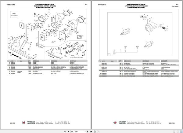 Wacker Neuson Compact Loader 501S Spare Parts List 1000185500 2