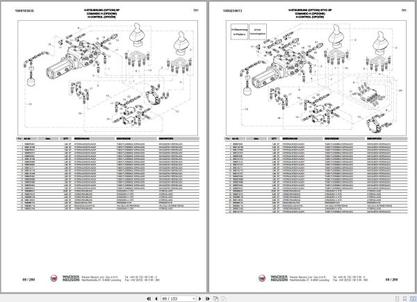 Wacker Neuson Compact Loader 701S 701SP Spare Parts List 1000186576 2