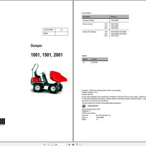 Wacker Neuson Dumper 1001 1510 2001 Operating Manual 288524567 1