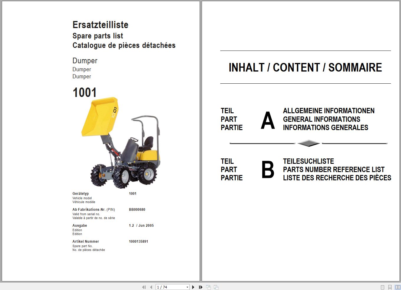 Wacker Neuson Dumper 1001 Spare Parts List 216608987 1