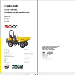 Wacker Neuson Dumper 3001 Spare Parts List 1000183393 1