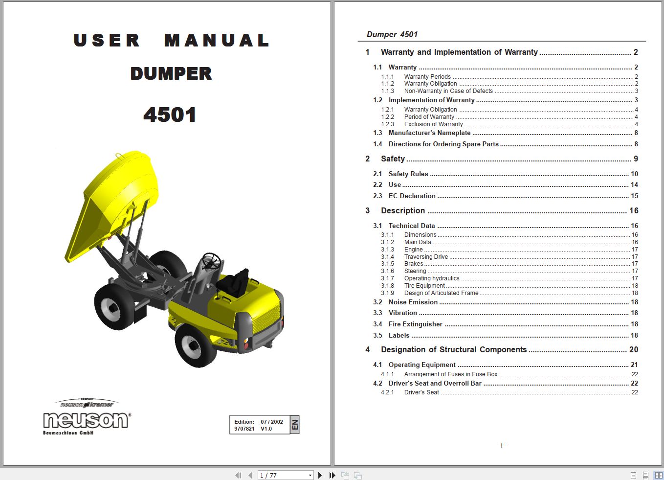 Wacker Neuson Dumper 4501 User Manual 1000103795 1