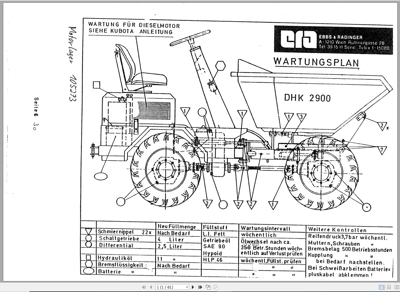 Wacker Neuson Dumper DHK 2900 Spare Parts List 1