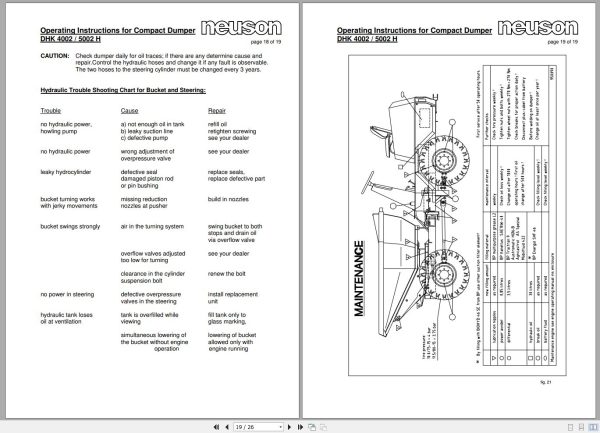 Wacker Neuson Dumper DHK 4002 5002 H Operating Manual 1000170459 2