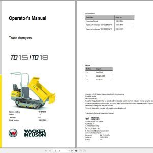 Wacker Neuson Dumper TD15 TD18 Operating Manual 1000139695 1