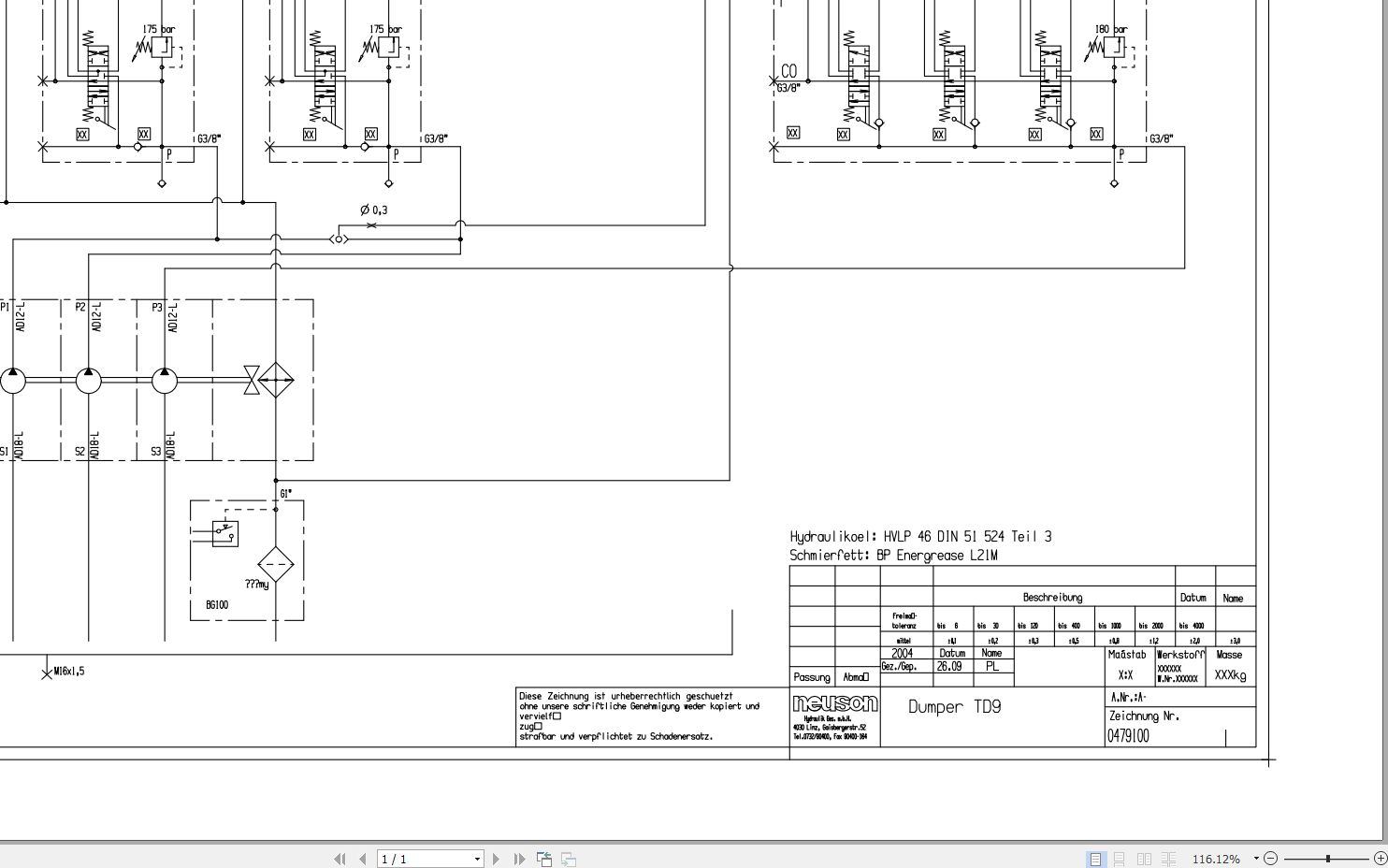 Wacker Neuson Dumper TD9 Hydraulic Diagram 0479100 1