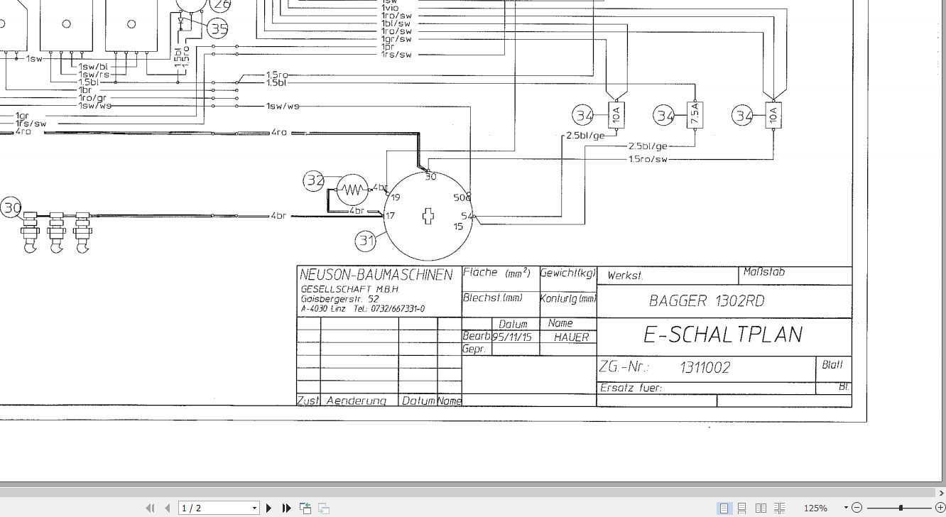Wacker Neuson Excavator 1302 Electrical Diagram 1
