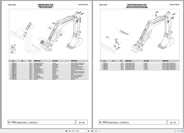 Wacker Neuson Excavator 1402 RD Force Spare Parts List 1000142098 2