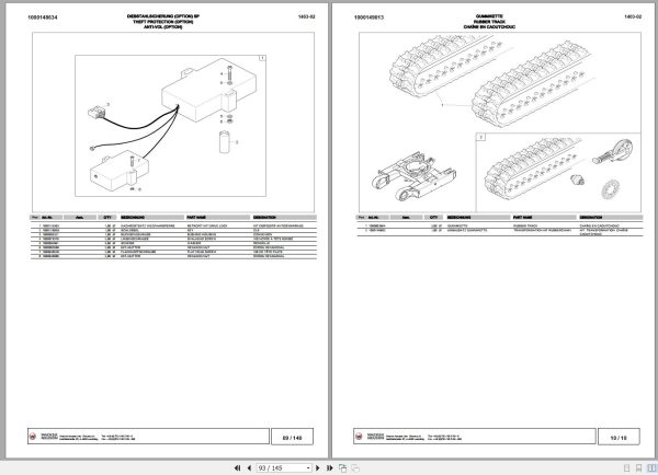 Wacker Neuson Excavator 1403 Spare Parts List 1000148966 2