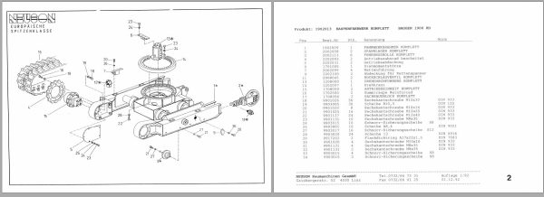 Wacker Neuson Excavator 1700 1900 2200 RD Spare Parts List 1000067115 2
