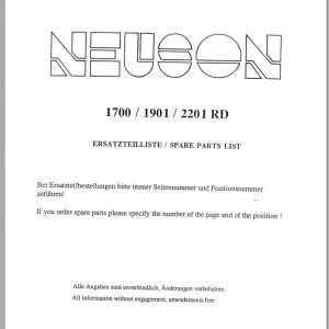 Wacker Neuson Excavator 1700 1901 2201 RD Spare Parts List 1000015269 1