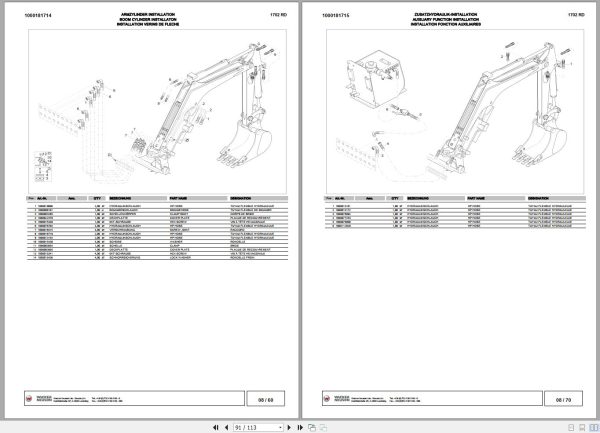 Wacker Neuson Excavator 1702 Spare Parts List 1000182588 2