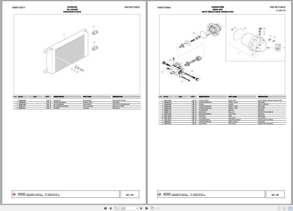 Wacker Neuson Excavator 1902 RD Force Spare Parts List 1000142426 2