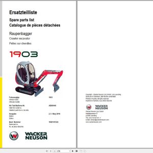 Wacker Neuson Excavator 1903 Spare Parts List 1000141530 1