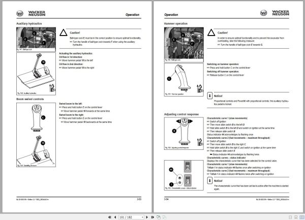 Wacker Neuson Excavator 2503 3503 Operating Manual 1000188382 2