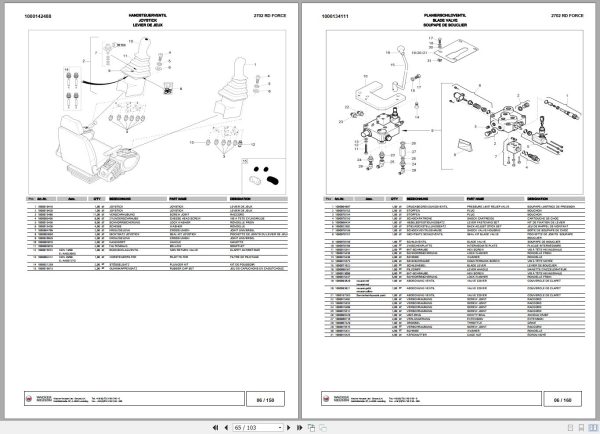 Wacker Neuson Excavator 2702 RD Force Spare Parts List 1000143071 2