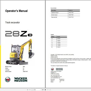 Wacker Neuson Excavator 28Z3 2.0 Operating Manual 1000177367 1