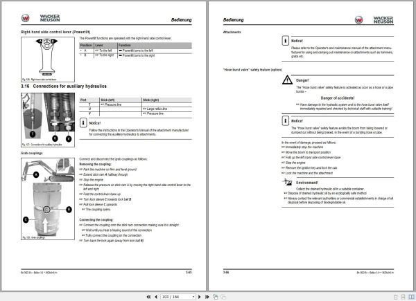 Wacker Neuson Excavator 38Z3 Operating Manual 1000155267 2