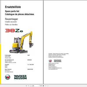 Wacker Neuson Excavator 38Z3 Spare Parts List 1000154748 1