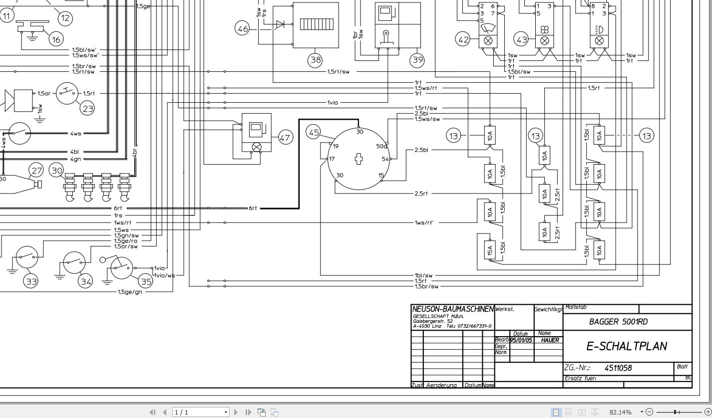 Wacker Neuson Excavator 5001 Electrical Diagram 1