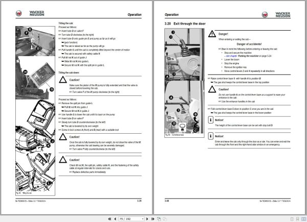 Wacker Neuson Excavator 75Z3 8003 Operating Manual 1000132136 2