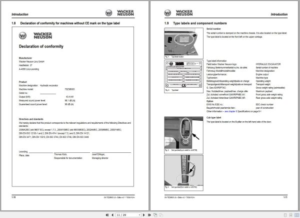 Wacker Neuson Excavator 75Z3 8003 Operating Manual 251192738 2