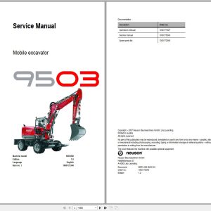 Wacker Neuson Excavator 9503 Service Manual and Diagram 1000175340 1