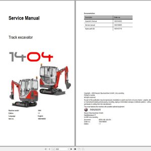 Wacker Neuson Excavators 1404 Service Manual and Diagram 1000166693 1