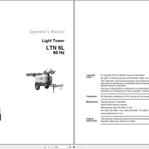 Wacker Neuson Light Towers LTN 6L 60Hz Operating Manual 0171883en 1