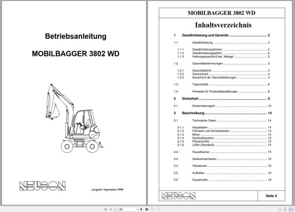 Wacker Neuson Mobilbagger 3802 WD Operating Manual 1000081354 DE 1
