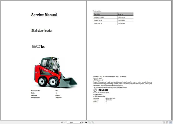 Wacker Neuson Skid Steer Loader 501S Service Manual and Diagram 1000155663 1