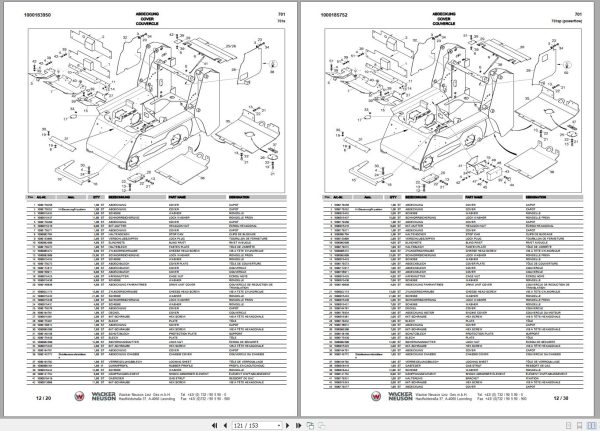 Wacker Neuson Skid Steer Loader 701s 701sp 2012 Spare Parts List 1000186575 2