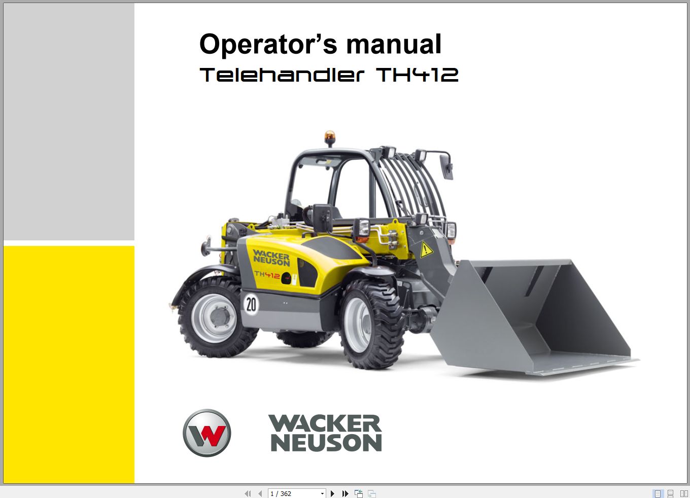 Wacker Neuson Telehandlers TH412 Operating Manual 1000322898 1