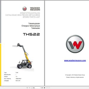 Wacker Neuson Telehandlers TH522 Spare Parts List 1000316527 1