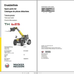 Wacker Neuson Telehandlers TH625 Spare Parts List 1000299179 1