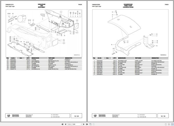 Wacker Neuson Telehandlers TH625 Spare Parts List 1000299179 2