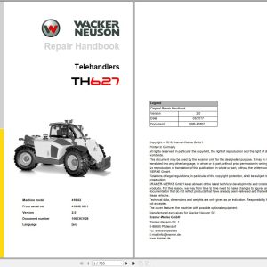 Wacker Neuson Telehandlers TH627 Service Manual and Diagram 1000363128 1