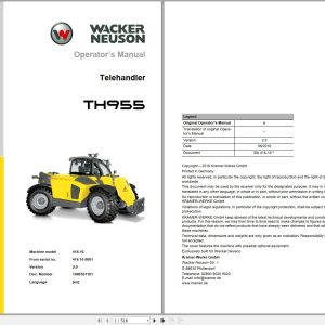 Wacker Neuson Telehandlers TH955 Operating Manual 1000361101 1