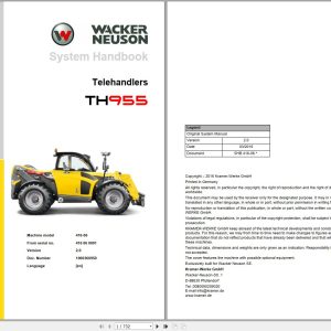 Wacker Neuson Telehandlers TH955 System Manual 1000360950 1