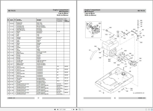 Wacker Neuson Walk Behind Rollers RD 7H ES Parts Manual 405885803 2
