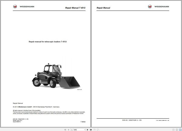 Weidemann Telehandlers T4512 Repair Manual 1000274281 2 1