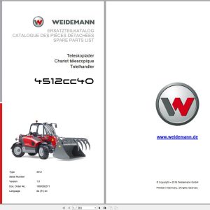 Weidemann Telelhandlers 4512CC40 Spare Parts List 338217773 1