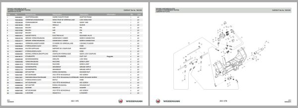 Weidemann Telelhandlers 4512CC40 Spare Parts List 338217773 2