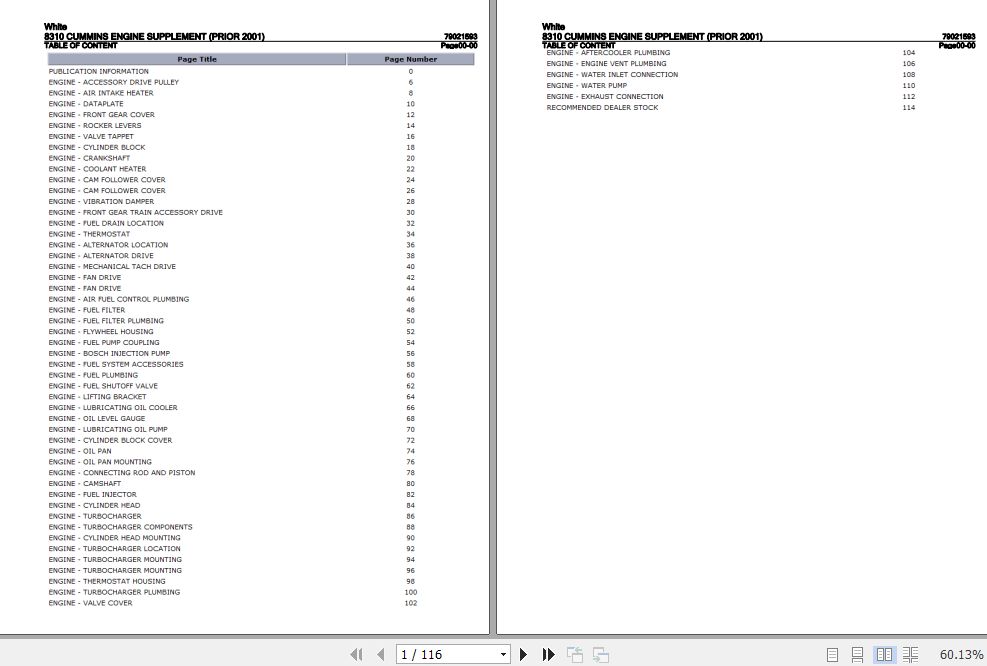 White Cummins Engine 8310 Parts Catalog 79021593 1