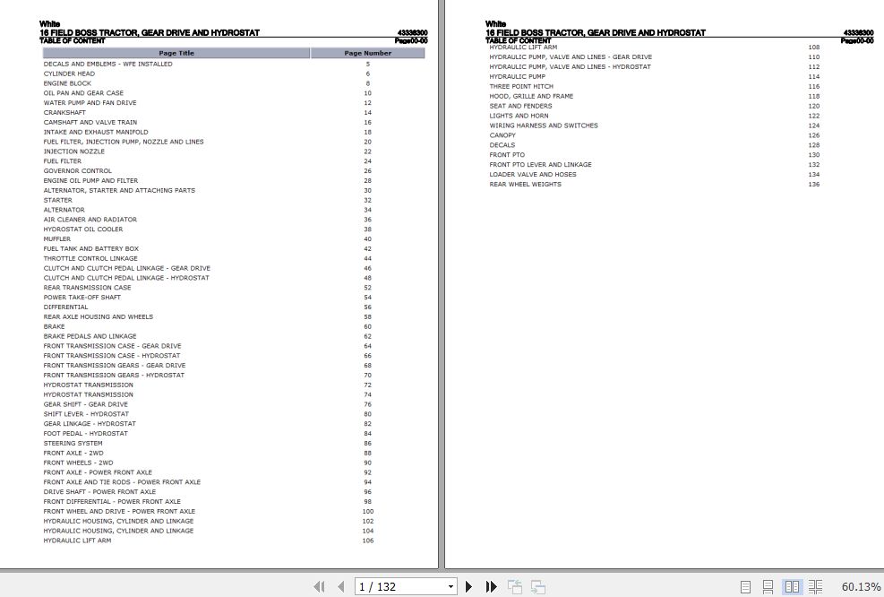White Field Boss Tractor 16 Parts Catalog 43338300 1
