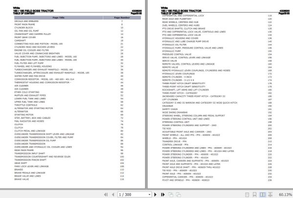 White Field Boss Tractor 160 185 Parts Catalog 43338200 1