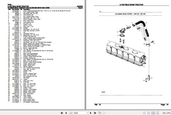 White Field Boss Tractor 2 105 Parts Catalog 43322000 2