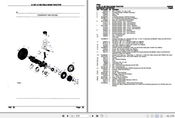White Field Boss Tractor 2 135 2 155 Parts Catalog 43328200 2
