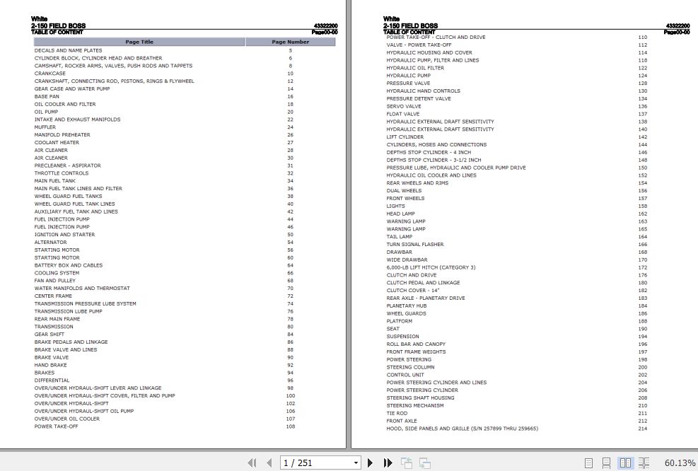 White Field Boss Tractor 2 150 Parts Catalog 43322200 1